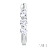 1/2 ctw 3-Stone Round Cut Diamond Fashion Hoop Earring in 14K White Gold